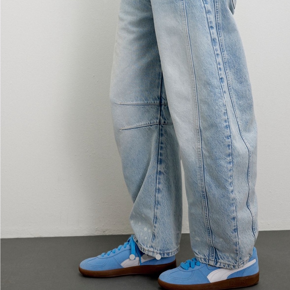 We The Free Good Luck Mid-Rise Barrel Jeans Size 29 Regular Aegean Light Blue - Picture 2 of 7